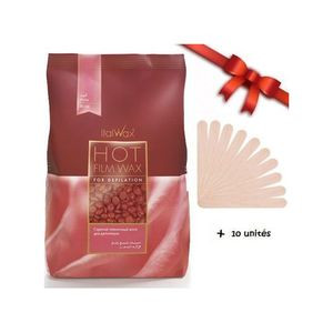 Italwax CIRE - Granulés naturelle et professionnelle Sac de 1 kg + 10 SPATULES - Rose