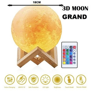 3D Moon Lamp Night Light Imprimé Lampe avec USB Rechargeable Tactile Luminosité GRAND TAILLE 15CM
