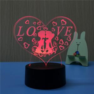 Romantique Amour 3d Acrylique Led Lampe Pour la Maison Enfants Nuit Lumière  Table Lampe Fête d'Anniversaire Décor Saint-Valentin Chevet Lamprabbit